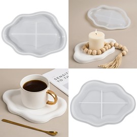 2 Pcs Jewelry Trinket Dish Resin Tray Mold, Cloud Shape Tray Silicone Mold, Storage Trays Container Mold,Jewelry Trinket Plate Candle Holder Silicone Mold for Clay, Resins,Gypsum,DIY Craft Home Decor