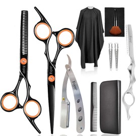 Haarschneideschere Effilierschere Kit, Fcysy 11 Stk Professionelles Haarschere Set Haarschere Friseur Kit, Friseurschere Haarschneideschere Salon Trimmschere für Haare für Frauen Männer Haustier