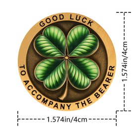 1.574 Inch Antique Gold Zinc Alloy Challenge Coin - 3D Lucky Clover & Elephant Design with 'Good Luck 777' Engraved - Collectible Military Style Token