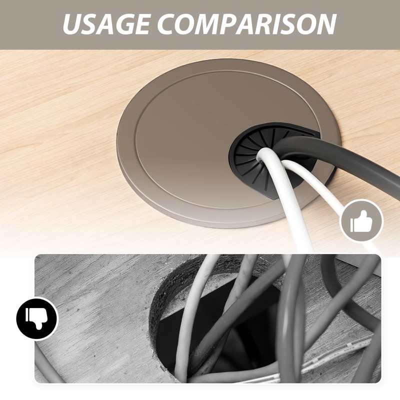 2 Pack 60mm Desk Grommet Kit,Zinc Alloy Desk Hole Covers,Computer