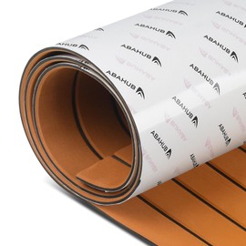 Abahub EVA Foam Boat Decking 96''x45.6'' Faux Teak Marine Flooring Sheet Brown with Black Seam Lines