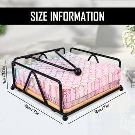 Napkin Holder Black Wood, with Weighted Clamping Arm - Napkin Holder Wood, Napkin Stand Table Vintage, Waterproof, Rust-Resistant for Kitchen Restaurant (18 x 18 x 7 cm)