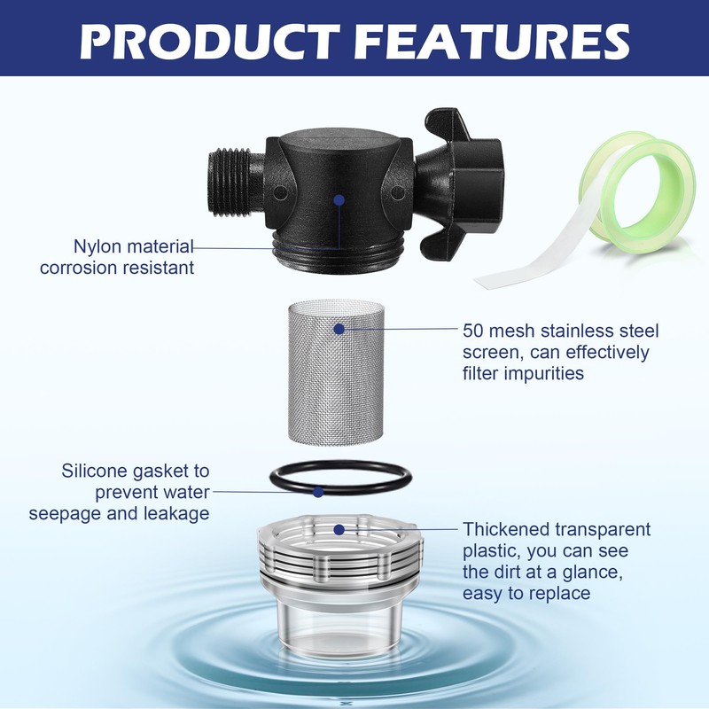 Dreyoo Water Pump Strainer Filter, Compatible with Shurflo Swivel Nut