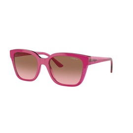 Vogue Eyewear VO5558S Sunglasses, Cherry/Transparent Fuchsia Glitter/Pink Gradient Brown, 55 mm