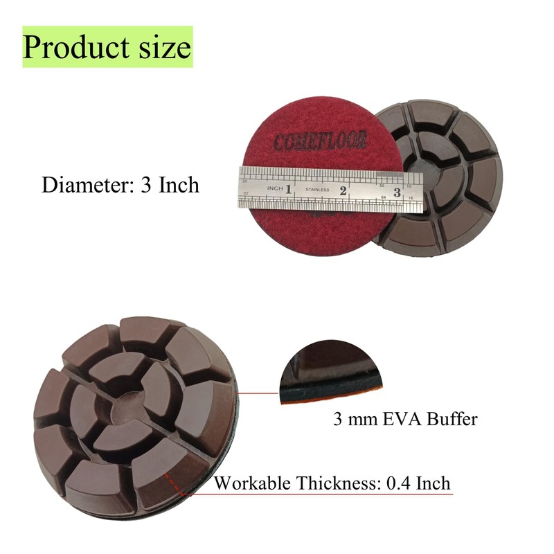 Diamond Floor Polishing Pads, 3 Inch Resin Bond Hook and