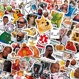 337 pcs Meme Stickers, Funny Stickers for Adults & Teens, Waterproof Vinyl Stickers for Water Bottles, Laptop Sticker Pack, Computer, Phone, Hard Hat