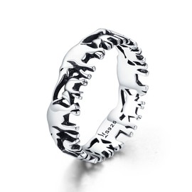 Trendy 100% 925 Sterling Silver Stackable Animal Collection Elephant Family Finger Rings for Women Silver Jewelry (7)