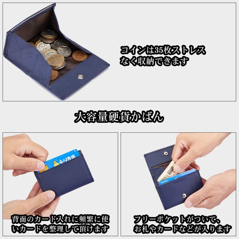 LUCKYSGY Coin Purse, Men's, Genuine Leather, Women's, Wallet, Small, Box