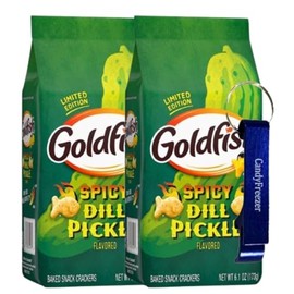Candy Freezer Goldfishs Crackers Snack 6.1 oz each (Pack of 2) with Bottle Opener Keychain (Spicy Dill Pickle) - Keychain