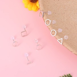 4PCs Minimalist Geometric Stud Earrings Round Triangle Square Earring Set Circle Hexagon Earrings for Women