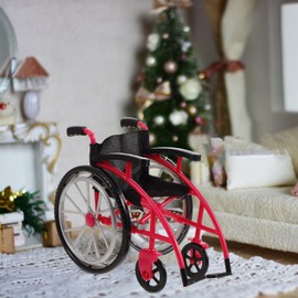 TOYANDONA 1 Set Doll Wheelchair and Crutch Playset Red Mini Wheelchair Model Miniature Wheelchair Crutch Ornaments for Children Role Play Toy