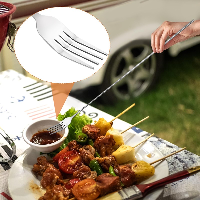 Telescopic Fork Extending Fork 63cm Long Stainless Steel Retractable Fork