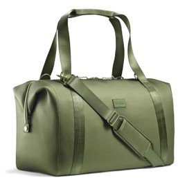 Fit & Fresh Premium Neoprene Weekender Travel Bag with Trolley Sleeve, Large Overnight, Carry on, Duffel, Moss Green