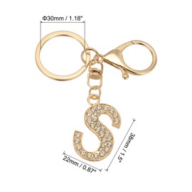 PATIKIL Initial Letter Key Chain, Letter A-Z Keychain Initials Keyring Cute Metal Crystal Alphabet Keyring for Keys Charm Handbag Purse Backpack, Golden (S)