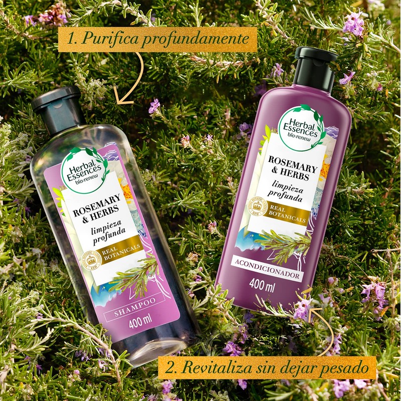 HERBAL ESSENCES Bio:Renew, Acondicionador Rosemary & Herbs, Sin Parabenos ni