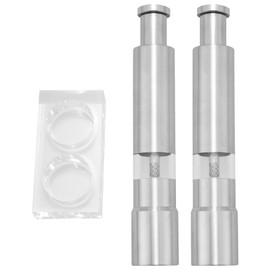 XIAOJUN Set di 2 Smerigliatrici e Set Macinapepe nel Acciaio Inossidabile con Pulsante Manuale Set e nel Vetro nel Acciaio Inossidabile (White)