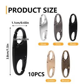 10 Pcs Zipper Clips Anti Theft, Zipper Lock Clips Double Opening Snap S Hooks Zipper Locks for Backpacks, Small Carabiner Clips Pull Locks Connectors Locking Clip for Traveling Camping 5 Colors