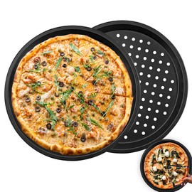 KEJJNYER 2 Pack 12 Inch Pizza Pan with Holes, Round Pizza Pan NonStick, Carbon Steel Pizza Tray Pizza Baking Pan for Oven