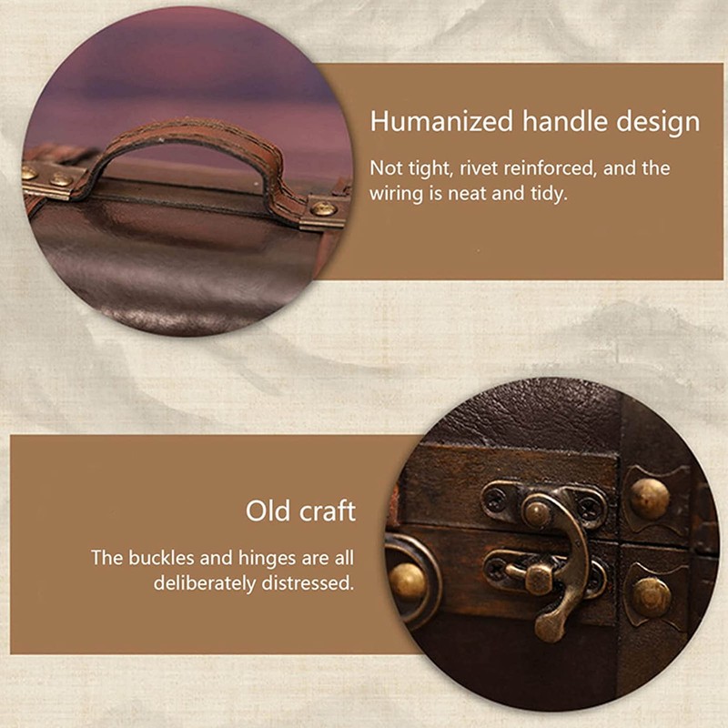 Retro Wooden Suitcase Home Party Artificial Leather Jewelry Necklace Storage