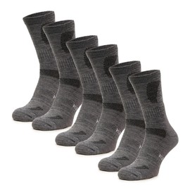 Merino.tech Merino Wool Socks for Women And Men - Merino Wool Hiking Socks Crew Style (Light Grey Pack of 3, 4-8)