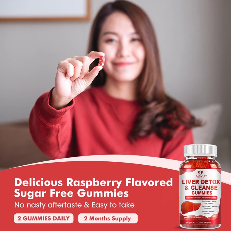 MENXI 2 Bottles Liver Support Gummy Detox & Repair Formula