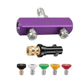 Hochdruckreiniger Adapter Doppeldüse 1/4 Zoll Schnellanschluss 5-farbiges Düsen Set 0° – 65° Multi-Winkel-Sprühspitzen für Hochdruckreiniger der KC-Serie K2 auf K7, MAX. 5000 PSI