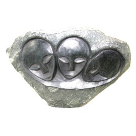 The Friendly Trading Co African Shona Sculpture Family of 3 Faces 17 cm African Art