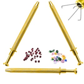 OdontoMed2011 3 Pcs Set Gold Plated Prong Holder Diamond Holder Pick-up Tool Stainless Steel 4 Prongs Diamond Claw Tweezers Parts Beads Diamond Gems Prong Catcher Grabber Jewelry Making Jeweler Tool