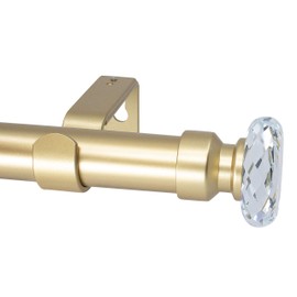 Meriville 1-Inch Diameter Window Treatment Curtain Rod, Cut Crystal Ball Finial (84"-120", Royal Gold)