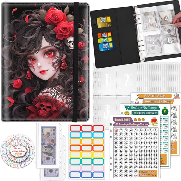100 Envelopes Money Saving Challenge Binder, A5 Budget Binder with