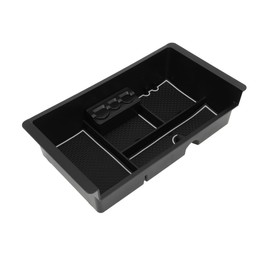 REPAIROCK Full Center Console Organizer Tray for Chevy Silverado 1500 for GMC Sierra 1500 2014-2018 Armrest Storage Box Insert Tray Full Console W/Bucket Seats ONLY Plastic Black White