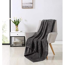 GoodGram Ultra Plush & Cozy Oversized Herringbone Textured Throw Cover Blankets - Assorted Colors (Gray)