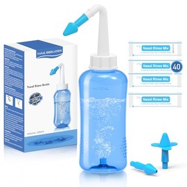 Neti Pot - Kit de enjuague sinusal, botella de enjuague sinusal, limpiador de lavado de nariz, enjuague a presión para adultos y niños, botella de enj