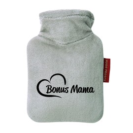 Huuraa Taschenwärmer Bonus Mama Herz Geschenk 0,2 Liter Grey Mini Veloursbezug Bonus Mama Geschenkidee