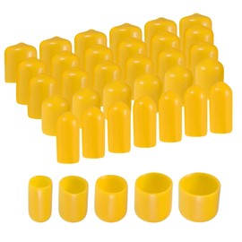 QUARKZMAN Pack of 50 Round Rubber Caps 6 mm 9 mm 12 mm 19 mm 22 mm Yellow Vinyl Cover Screw Thread Protective Caps Assortment Set