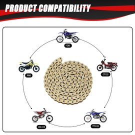 KAMIER 428 Drive Chain 116 Links Gold with Chain Breaker Tool for 110cc 125cc TTR125 YZ85 CB125 Apollo RFZ DB-X18 X19 Suzuki JR80 RM85 TaoTao Chinese Pit Dirt Bike 4 Wheeler ATV Quad Heavy Duty Parts