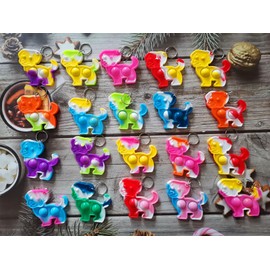 Roaqua 20 Packs Bulk Dog Puppy Backpack Keychain Decor Rainbow Mini pop Fidget for Students Gift and Dog Party Favors,Students Bubble Prize for boy and Little Girl Kids
