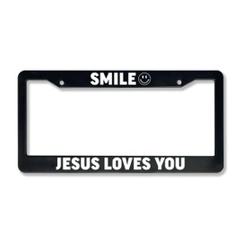 Smile Jesus Loves You License Plate Frame, License Plate Holder, Car Plate Frame, Car Accessories, License Frames
