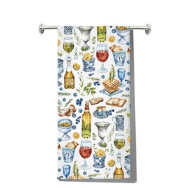 JNIAP Jewish Passover Kitchen Towel Jewish Passover Gift Jewish Pesach Dish Towel Jewish Food Dish Towel (red Wine kt)