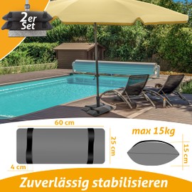 4smile Parasol Weights in Set of 2 - 2 x 15 kg Sandbags for Weighing - Sunny Sandbag, Weights for Umbrella Stand with 2 Carry Handles - Weight for Parasol Stand