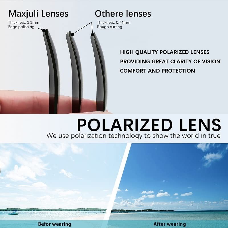 MAXJULI Polarized Sunglasses for Men and Women,UV400 Protection Rectangular Sun