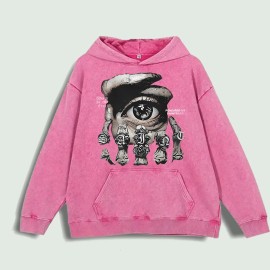 Eye & Rings Graphic Hoodie 100% Cotton US Warehouse 6 ColorsColor: Red, Size: M