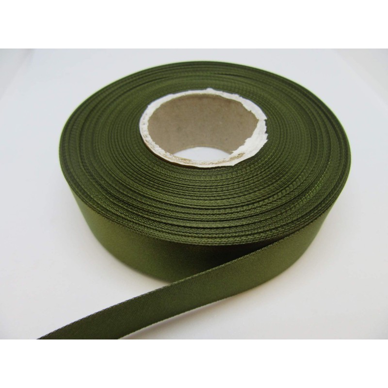 2 metres of 25mm Satin Ribbon Olive Dark Green Double