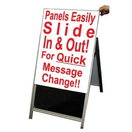 NEOPlex 24" x 36" Aluminum Sidewalk Sandwich Board A-frame Sign w/Dry Erase Insert Panels