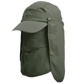 FREESE Men's Sunscreen Hat, Safari Cap, UV Protection, Sun Protection, Ultra Lightweight, Moisture Wicking, Quick Drying, Mesh, Fishing, Climbing, Outdoor Activities, 4-Way Folding (JP, Alphabet, Free Size, Green)
