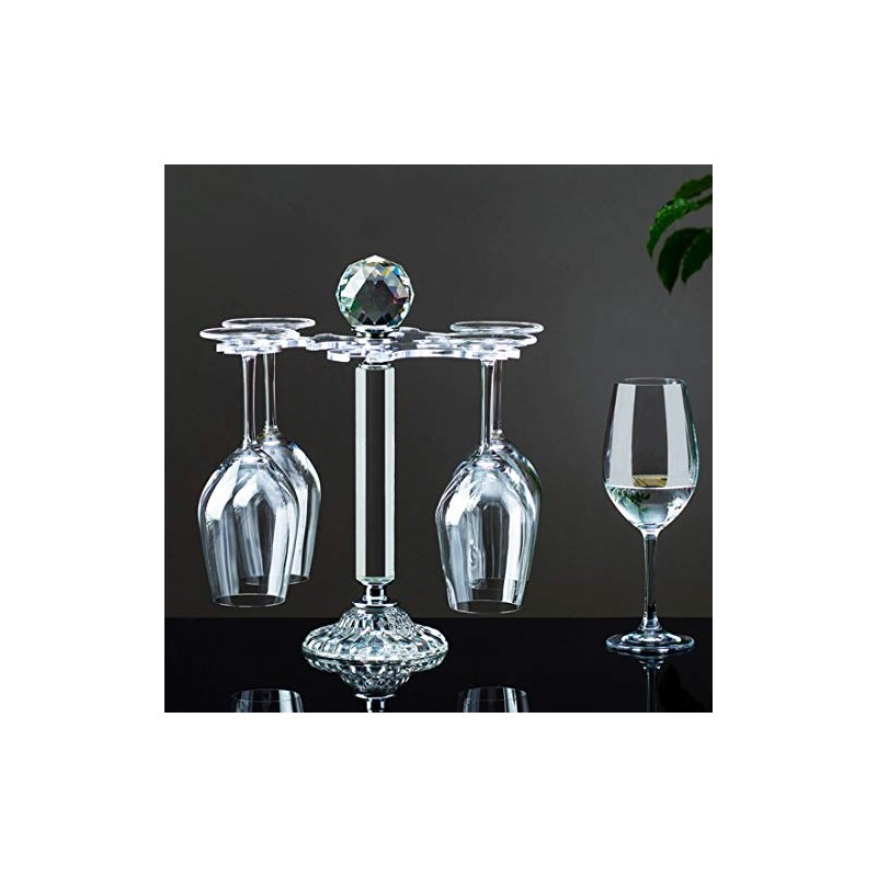 Elegant Desktop Crystal Glass Stemware Rack/Rotate 8 Wine Glass Storage