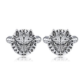 Wolf Cufflinks for Men Sterling Silver Viking Cufflinks for Men, Sterling Silver, No Gemstone