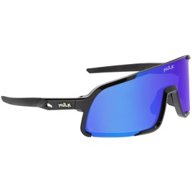 MCR Safety HK418BZP Hulk HK4 Safety Glasses with A Retro Single-Lens Design, Soft Adjustable Nose Pads and Arms and Scratch Resistant Coating, Black Frame, Blue Diamond Mirror Lens