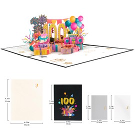 GREETING ART 100th Birthday Pop Up Card,100th Birthday Card for Women Men,100th Birthday Gifts for Grandma Grandpa,Birthday Cards for 100 Year Old Sister Mom Dad