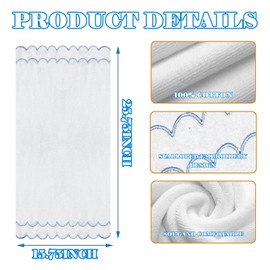laoyuandamai 4 Pcs100% Cotton Hand Towels for Bathroom，15.75 x 27.56 Inch Scalloped Hand Towels Embroidered Decorative 500 GSM Soft Absorbent Bath Towel for Bathroom Hotel Spa Sport Yoga (Blue)